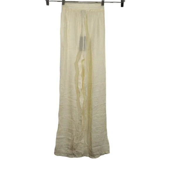 Pretty Little Things Pants Trouser Wide Women Size 4 Cream Textured Sheer NEW - Picture 4 of 8